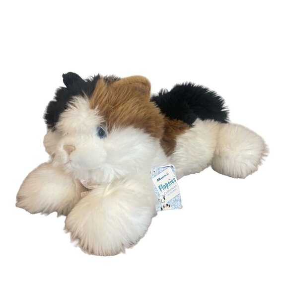 Aurora Calico Kitten Cat Plush Flopsies Pink Bow Blue Eyes Esmeralda Animal Bell - Picture 1 of 8